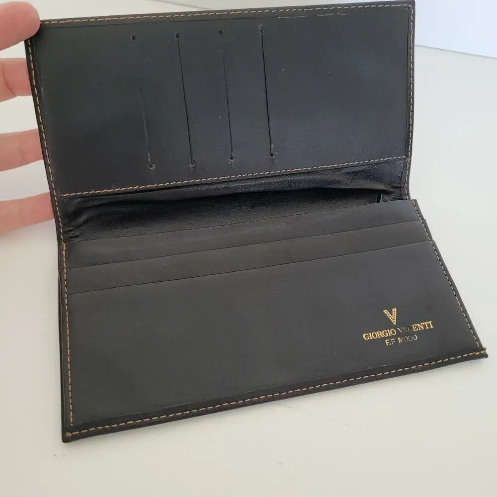 Giorgio Valenti Card Slim Bill Holder Wallet Navy Bifold Leather Snake Vintage